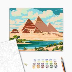   Egyiptom - Gízai piramisok - Számfestő készlet kereten 40x50