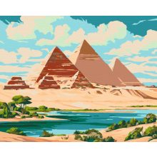 Egyiptom - Gízai piramisok - Számfestő készlet kereten 40x50