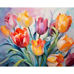 Tavaszi tulipán csokor - Számfestő készlet kereten 40x50