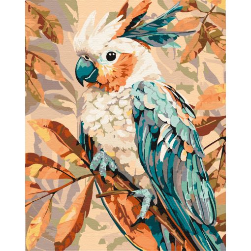 Papagei auf dem Herbstast - Malen-nach-Zahlen-Set auf Keilrahmen 40x50