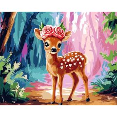 Elvarázsolt szarvas - Számfestő készlet kereten 40x50