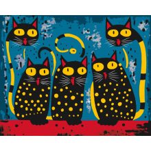 Foltos macskák - Számfestő készlet kereten 40x50