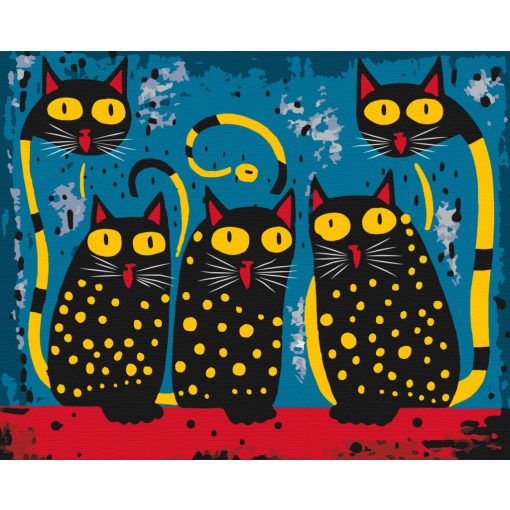 Foltos macskák - Számfestő készlet kereten 40x50