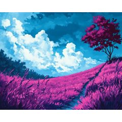 Lila mező - Számfestő készlet kereten 40x50