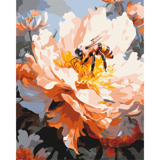 Bienchen auf der Blume - Malen-nach-Zahlen-Set auf Keilrahmen 40x50