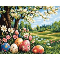Húsvéti kert - Számfestő készlet kereten 40x50