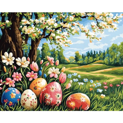 Húsvéti kert - Számfestő készlet kereten 40x50
