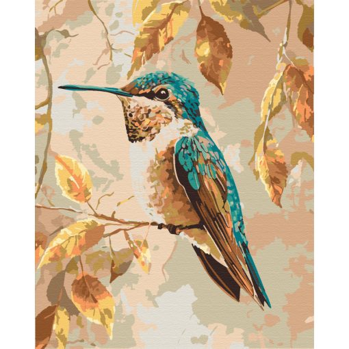 Kolibri am Herbstzweig - Malen-nach-Zahlen-Set auf Keilrahmen 40x50