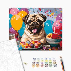 Mopsz party - Számfestő készlet kereten 40x50