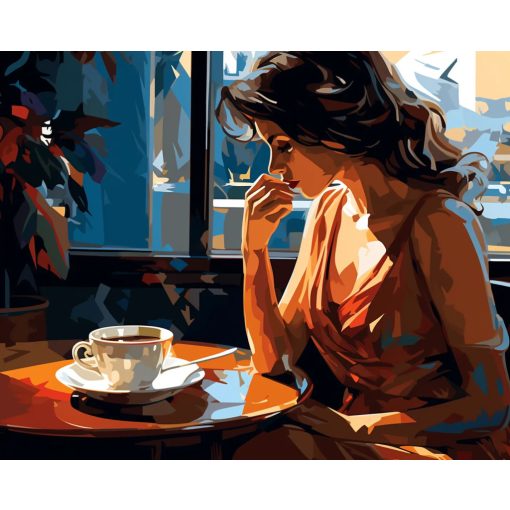 Reggeli kávé - Számfestő készlet kereten 40x50