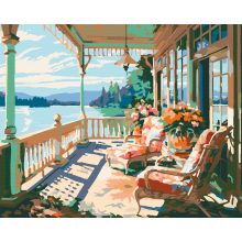 Veranda a tó mellett - Számfestő készlet kereten 40x50
