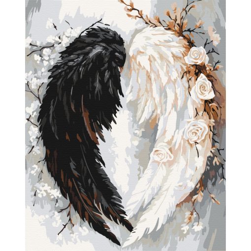 Engelhafte Dualität - Malen-nach-Zahlen-Set auf Keilrahmen 40x50