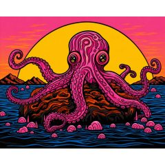 Kraken naplementében - Számfestő készlet kereten 40x50