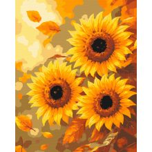 Őszi napraforgók - Számfestő készlet kereten 40x50