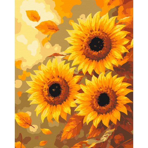 Őszi napraforgók - Számfestő készlet kereten 40x50