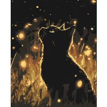 Die Nacht der Katze - Malen-nach-Zahlen-Set auf Keilrahmen 40x50