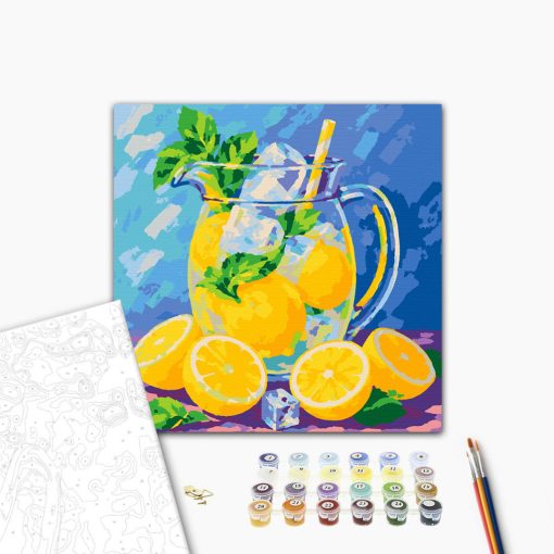 Friss citrusos jelenet - Számfestő készlet kereten 40x40