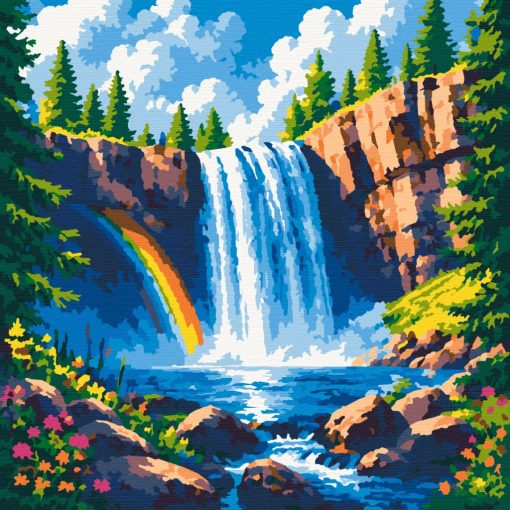 Szivárványos vízesés - Számfestő készlet kereten 40x40