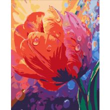 Tropfen auf den Blütenblättern - Malen-nach-Zahlen-Set auf Keilrahmen 40x50