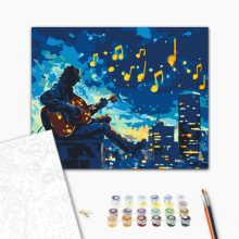 Melodien über der Stadt - Malen-nach-Zahlen-Set auf Keilrahmen 40x50