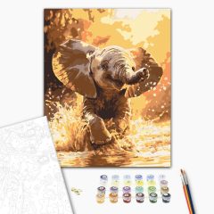   Planschende Fani - Malen-nach-Zahlen-Set auf Keilrahmen 40x50