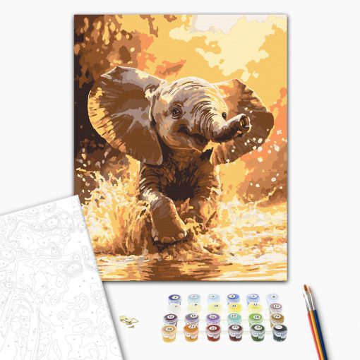 Planschende Fani - Malen-nach-Zahlen-Set auf Keilrahmen 40x50