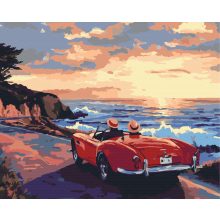 Romantisches Abenteuer am Strand - Malen-nach-Zahlen-Set auf Keilrahmen 40x50