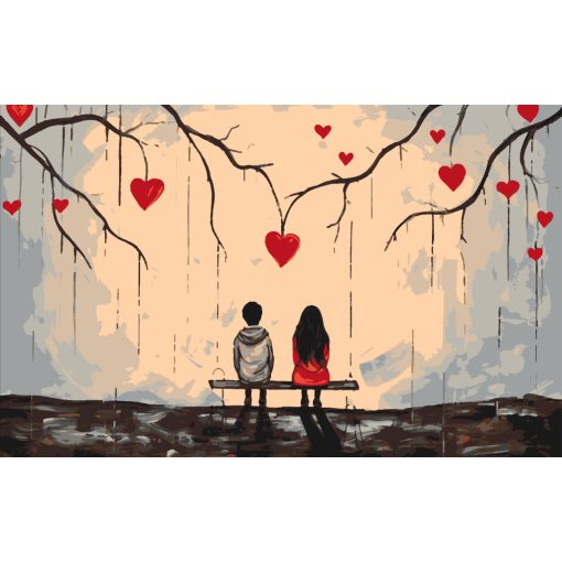 Stille Liebe - 2-teiliges Malen-nach-Zahlen-Set auf Keilrahmen 40x50