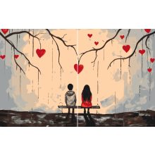 Stille Liebe - 2-teiliges Malen-nach-Zahlen-Set auf Keilrahmen 40x50