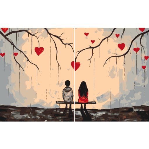 Stille Liebe - 2-teiliges Malen-nach-Zahlen-Set auf Keilrahmen 40x50