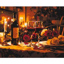 Romantisches Abendessen - Malen nach Zahlen Set auf Rahmen 40x50