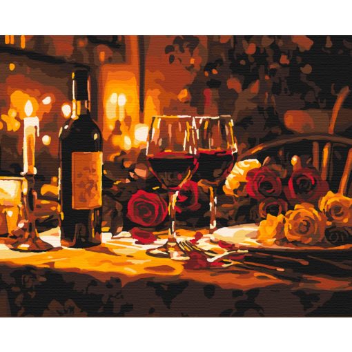 Romantisches Abendessen - Malen nach Zahlen Set auf Rahmen 40x50