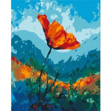 Einsame Mohnblume - Malen nach Zahlen Set auf Rahmen 40x50 cm
