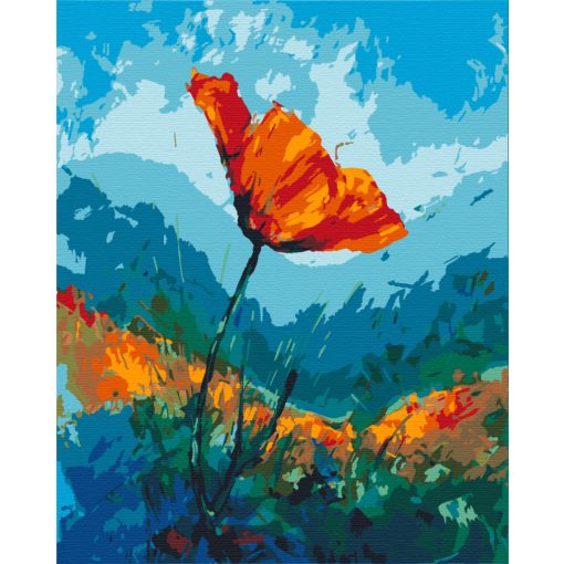 Einsame Mohnblume - Malen nach Zahlen Set auf Rahmen 40x50 cm