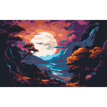 Mystischer Sonnenuntergang - 2-teiliges Malen nach Zahlen Set auf Rahmen 40x50 cm