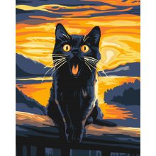 Katzen-Sonnenuntergang - Malen nach Zahlen Set auf Rahmen 40x50 cm