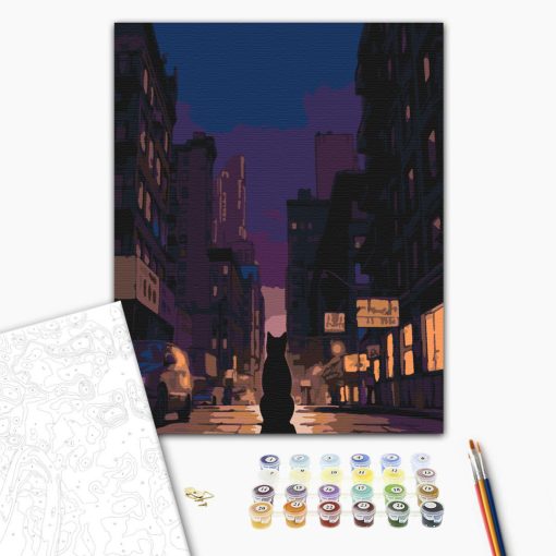 Nächtlicher Wanderer - Malen nach Zahlen Set auf Rahmen 40x50 cm