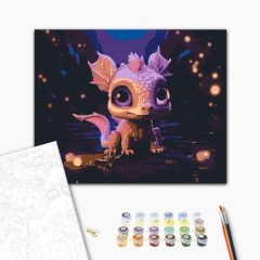   Märchenhafter Drachenwelpe - Malen nach Zahlen Set auf Rahmen 40x50 cm