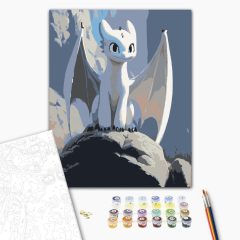   Der geheimnisvolle Drache - Malen nach Zahlen Set auf Rahmen 40x50 cm