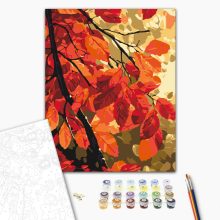 Goldene Blätter - Malen nach Zahlen Set auf Rahmen 40x50 cm