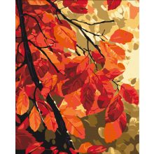 Goldene Blätter - Malen nach Zahlen Set auf Rahmen 40x50 cm