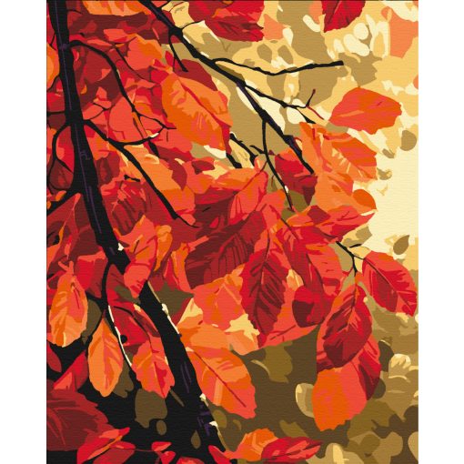 Goldene Blätter - Malen nach Zahlen Set auf Rahmen 40x50 cm