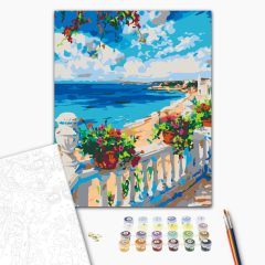   Mediterraner Morgen - Malen nach Zahlen Set auf Rahmen 40x50 cm