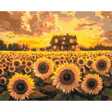 Das Zuhause der Sonnenblumen – Malen nach Zahlen Set auf Rahmen 40x50 cm
