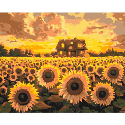 Das Zuhause der Sonnenblumen – Malen nach Zahlen Set auf Rahmen 40x50 cm