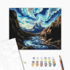   Symphonie von Himmel und Wasser – Malen nach Zahlen Set auf Rahmen 40x50 cm