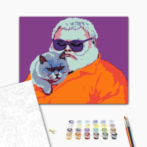 Hinter der Brille – Fellige Allianz – Malen nach Zahlen Set auf Rahmen 40x50 cm