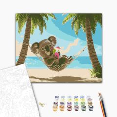 Sommer-Koala – Malen nach Zahlen Set auf Rahmen 40x50 cm