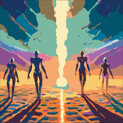 Besucher – Malen nach Zahlen Set auf Rahmen 40x40 cm