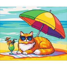 Urlaubskatze – Malen nach Zahlen Set auf Rahmen 40x50 cm